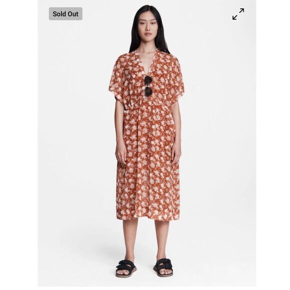 rag & bone Dresses & Skirts - NWOT Rag & Bone Elysse Midi Dress Rust Floral Chiffon $495 XS